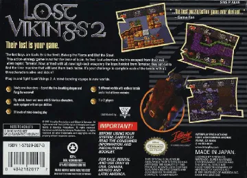 Lost Vikings 2 (USA) box cover back